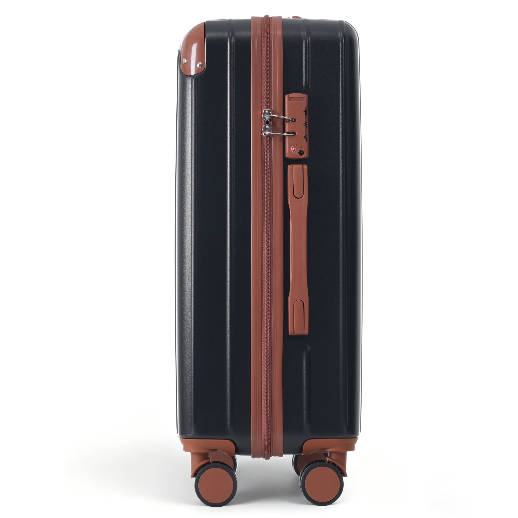 Euroco 3 Piece Luggage Sets, Lightweight Durable Hardshell Suitcase set with 360° Spinner Wheels,TSA Lock & Side Hooks,Large Checked Travel Suitcase for Family,Black