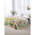 thumbnail image 5 of Floral Hummingbird King Size Flat Sheet, Wrinkleproof & Fadeproof Cooling Flat Bed Sheet Only, Spring Watercolor Flowers Breathable Soft Bedding Top Sheets 105 x 98 Inches, 5 of 8