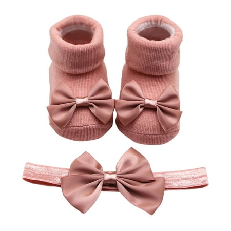 

ASEIDFNSA Baby Comedian Touched By Nature Organic Cotton Children Kids Socks Soft Bottom Toddler Shoes Socks Bowkot Princess Socks Floor Socks 1Pc Socks + 1Pc Bow Hairband
