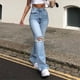 thumbnail image 5 of WILLBEST Jeans Mujer Pantalones Vaqueros de Cintura Alta para Mujer, Holgados, Elásticos, Cómodos, Con Cintura Elástica, Informales, Con Bolsillos y Diseño Moderno Con Agujeros. Extra Grande, 5 of 6
