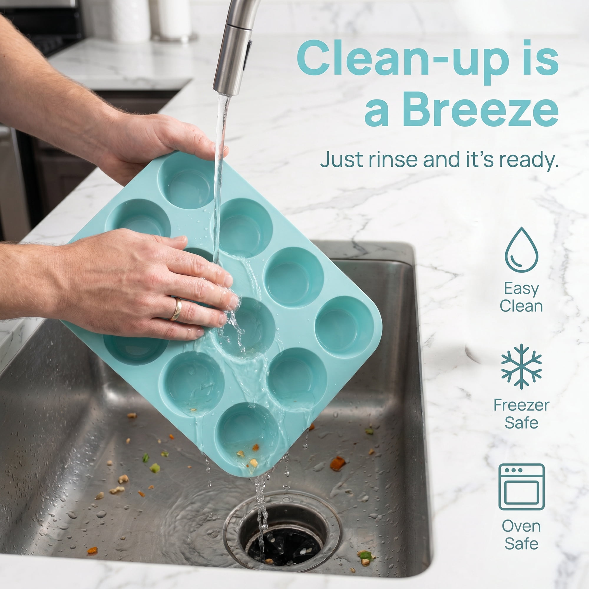 Unique Bargains Baking Pan 12-Cup Nonstick Silicone for Snack Baking Blue 11.6"x8.6"