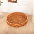 thumbnail image 4 of Plastic Woven Storage Basket | Imitation Vines Design | Multi-Functional Fruit Vegetable Snack Candy Bread Tray | 13.78x13.78x1.77 Inches | 1 Piece, 4 of 7