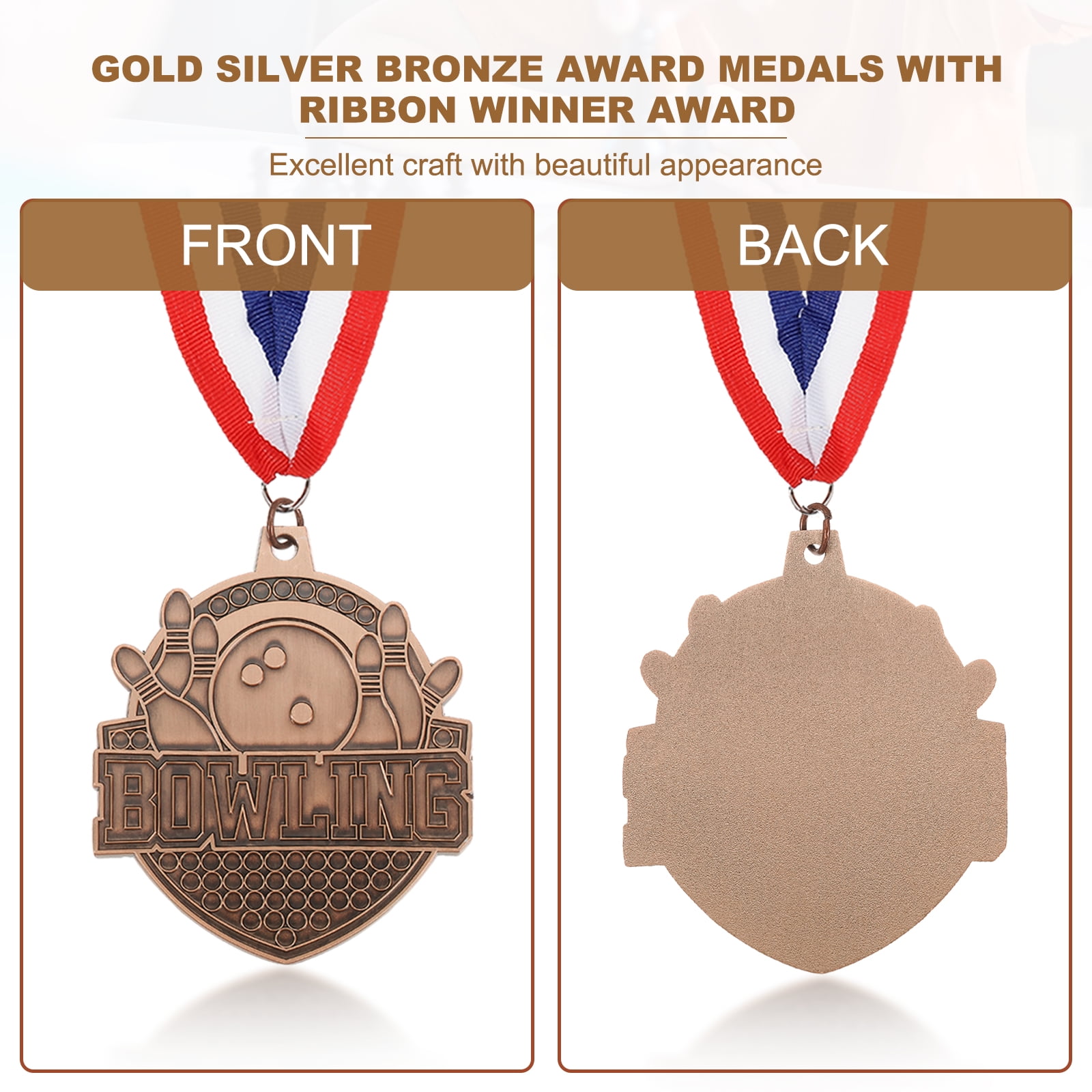 Uxcell Bowling Games Award Medals with Ribbons, Winner Medals Prizes for Competitions Sports Party Red