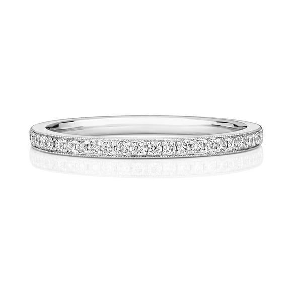 Platinum 950 1.6mm Slight Court Comfort Women Milgrain Diamond Wedding Band/Ring Brilliant Cut 0.13 Carat G - VS