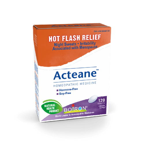 Boiron Acteane, 120 Tablets, Homeopathic Medicine for hot flashes, night sweats and irritability associated with menopause