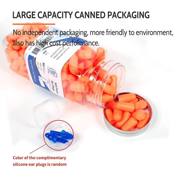 LYSIAN Soft Foam Earplugs, 60 Pairs, Orange photo 7