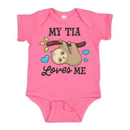 

Inktastic My Tia Loves Me with Sloth and Hearts Gift Baby Boy or Baby Girl Bodysuit