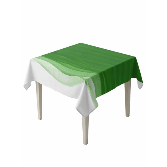 Ombre Green Waves Table Cloth, Waterproof Tablecloth for Square Tables, Abstract Art Gradient Modern Reusable Washable Fabric Table Cover for Restaurant Kitchen Dining Tables 60"x60"