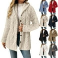 thumbnail image 6 of qucoqpe Winter Clothing for Women Plus Size Winter Fuzzy Fleece Coats Trendy Wram Button Down Long Sleeve Hoodie Jacket, 6 of 6