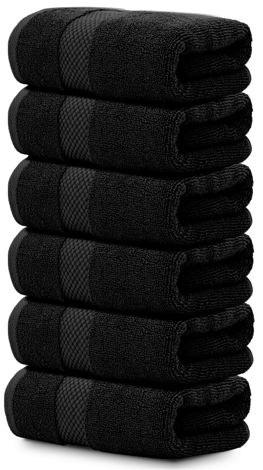 White Classic 6 Pc Cotton Hand Towels Set Hotel Style Soft Plush Black Bath Towels Quick Dry Spa Gym Towels Walmart