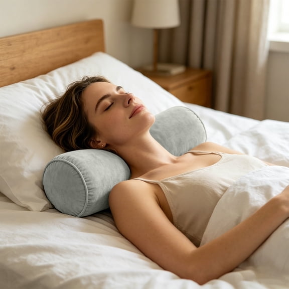 Cervical Neck Roll Pillow Cover, Pillow Case with Zipper Round Pillow Covers Cylinder Soft Bolster Pillow Cover for Bedroom Living Room, 16 x 6 Inch (Only Pillow Covers, No Filler, Gray)
