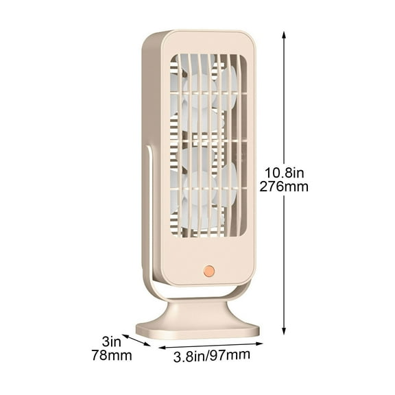 Aodebiao 2 Packs Vintage Mini Fan for Desk Bedroom -Personal Tower Fan with 2 Blades Powerful for Cooling Office Room -Portable USB Rechargeable -Retro Tower Design Low Noise Quiet