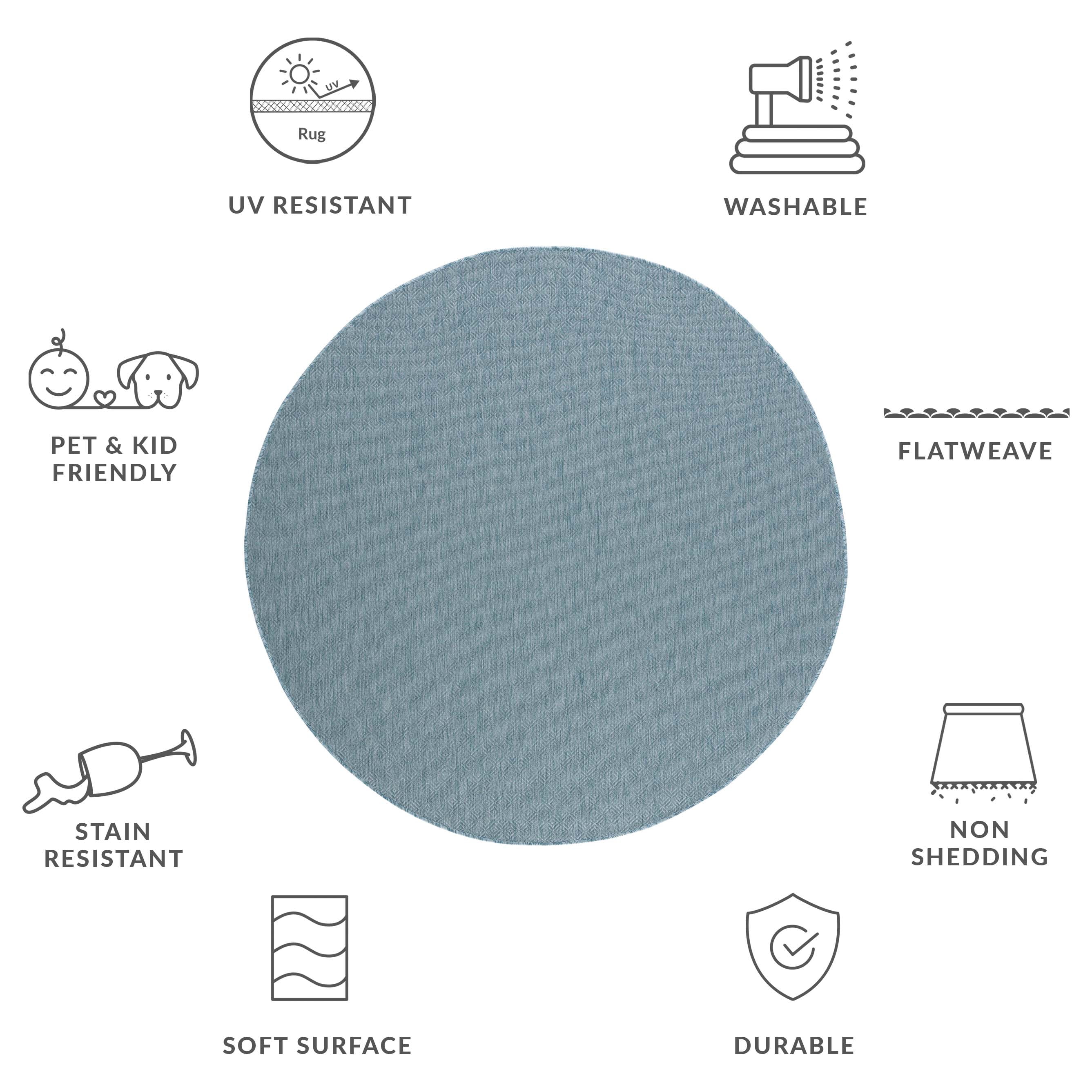 Safavieh Courtyard Mitre Geometric Indoor/Outdoor Area Rug, Aqua, 6'7" x 6'7" Round