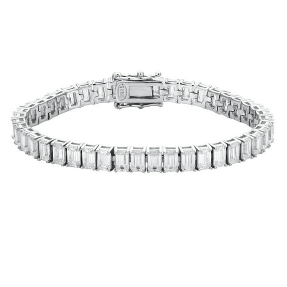 Moissanite Tennis Bracelet 17.2-20.4 Carat Lab Created Diamond Tennis Bracelet for Women 925 Sterling Silver Men's Bracelet 3*5MM D Color VVS1 Emerald Cut Moissanite Bracelet Chain