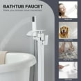 thumbnail image 6 of Chrome Floor Mounted Bathtub Faucet Free Standing Tub Filler W/Hand Sprayer, 6 of 20