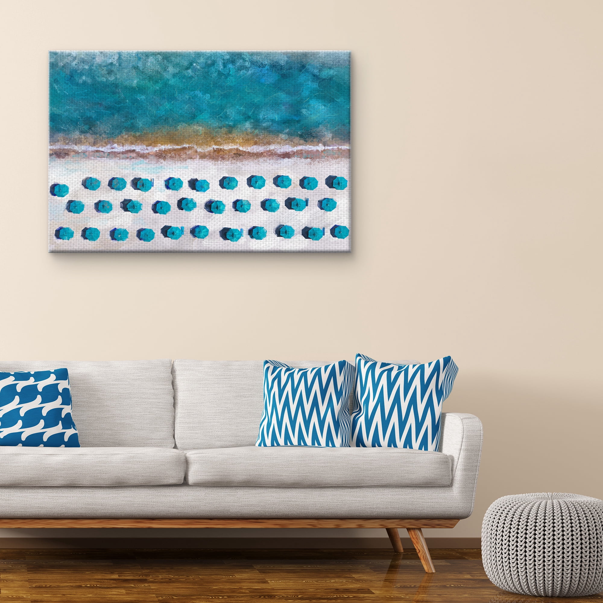 Masterpiece Art Gallery Aerial Blues Coastal By Studio Art Canvas Art Print 24" x 36"