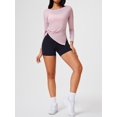 thumbnail image 6 of Womens'S Sheer Off the Shoulder Pullover Mesh Workout Long Sleeve T Shirt Pink S, 6 of 8