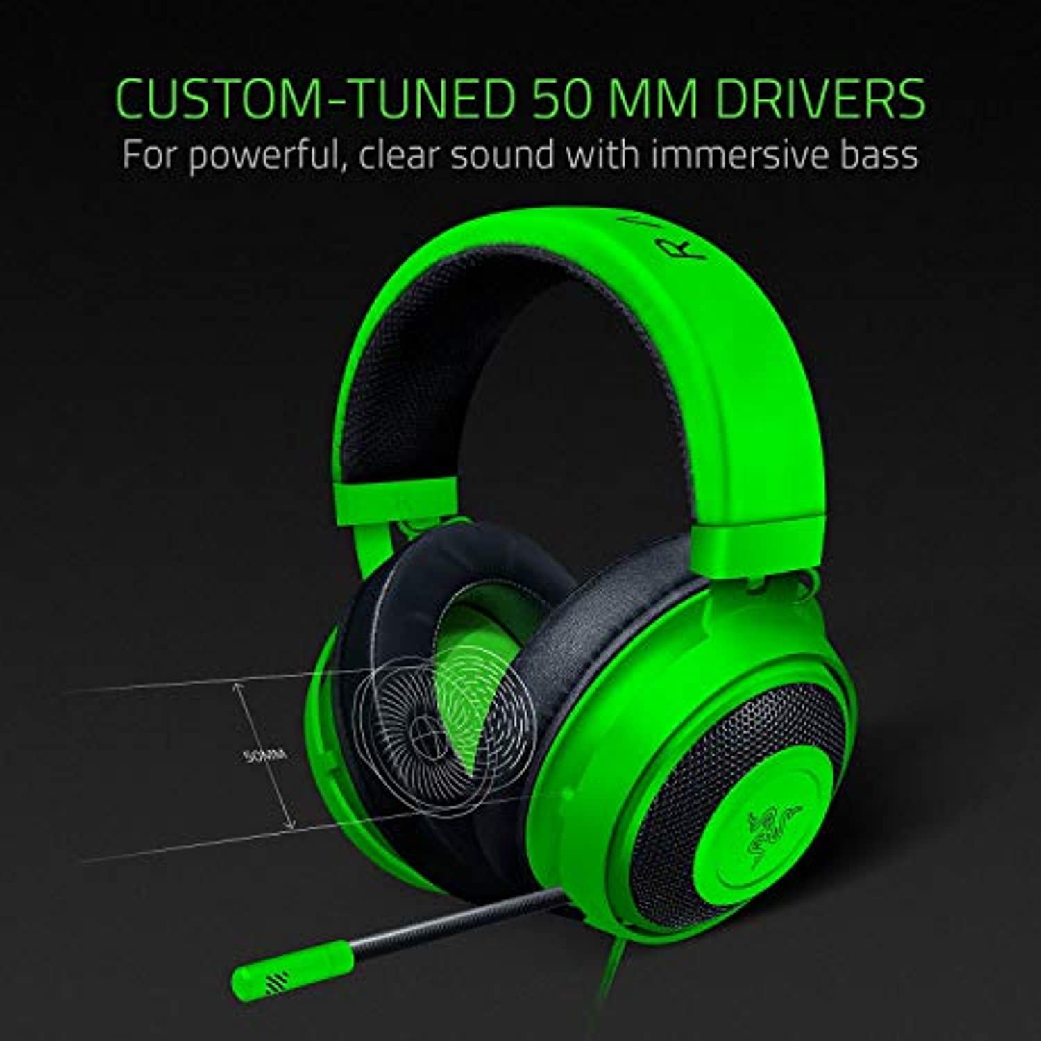  Razer Kraken Gaming Headset: Lightweight Aluminum Frame,  Retractable Noise Isolating Microphone, For PC, PS4, PS5, Switch, Xbox One,  Xbox Series X & S, Mobile, 3.5 mm Audio Jack – Green 