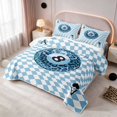 thumbnail image 3 of Erosebridal 8 Ball Quilt Full Card Full Bedspread Sets, Navy Checkered 3-Piece 1 Coverlet and 2 Pillowcases, 3 of 7