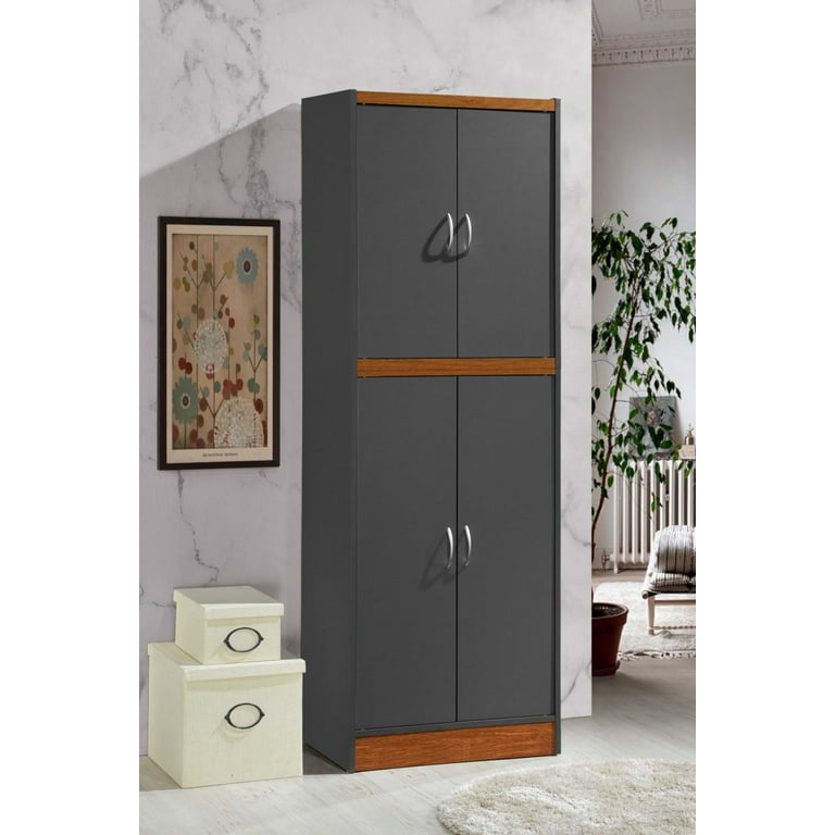 Hodedah 4 Door Kitchen Pantry with 4 Shelves Grey Oak Walmart