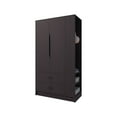 thumbnail image 1 of FM FURNITURE Sehili Wardrobe 3 Doors 1 Drawer Side Shelves Hanging Rods Wenge, 1 of 8