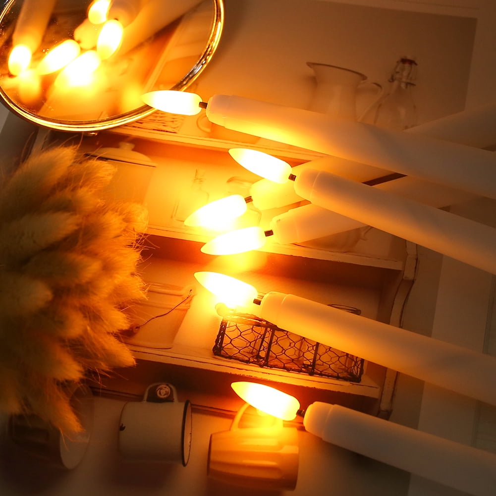 6PCS Remote Flameless LED Taper Candles with Yellow Flickering Light,Realistic Plastic 11 inch Long White Battery Operated Candlestick for Halloween Christmas