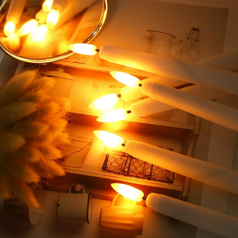 6PCS Remote Flameless LED Taper Candles with Yellow Flickering