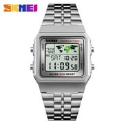 LED Digital Sports Watches Men Stainless Steel Top Brand Luxury Countdow Time Zone Waterproof LED Electronic Digital Watch