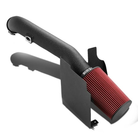 For 01-04 Silverado/Sierra GMT800 6.6 Diesel Black Coated Aluminum Air Intake Pipe+Red Filter System 02 03