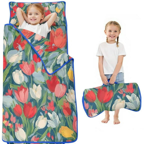 Pioneer Flower Floral Print Pattern Toddler Nap Mats for Kids Preschool,Sleeping Mat Bag or Kids,Toddler Sleeping Bag,Toddler Nap Mat or Daycare
