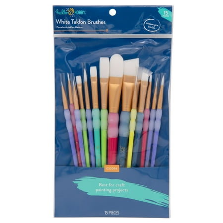 Hello Hobby - 15pc White Taklon Variety Craft Brush Set
