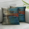 thumbnail image 3 of Acheng Set of 2 Throw Pillow Covers Vintage Abstract Teal White and Blue Messy Rust Painting Decorative Pillow Cases Home Decor Standard Square Pillowcases 12x12in, 3 of 7