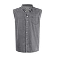 thumbnail image 5 of Men'S Denim Washed Distressed Sleeveless Button Down Shirt Casual Breathable Tank Top With Chest Pocket For Daily Wear And Street Style Tank,Gray,XXXL, 5 of 5
