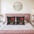 thumbnail image 2 of Set of 2 18x18in Throw Pillow Covers with Vibrant Red Rose Design on Dark Background Perfect for Couch Bed or Car Decor, 2 of 8