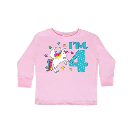 

Inktastic I m Four- Unicorn 4th Birthday Gift Toddler Boy or Toddler Girl Long Sleeve T-Shirt