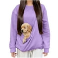 thumbnail image 2 of purcolt Women's Cats Dogs Carrier Sweatshirt Long Sleeve Kitten Puppy Holder Hoodies Front Large Pouch Pet Carrier Pullover Tops, 2 of 7