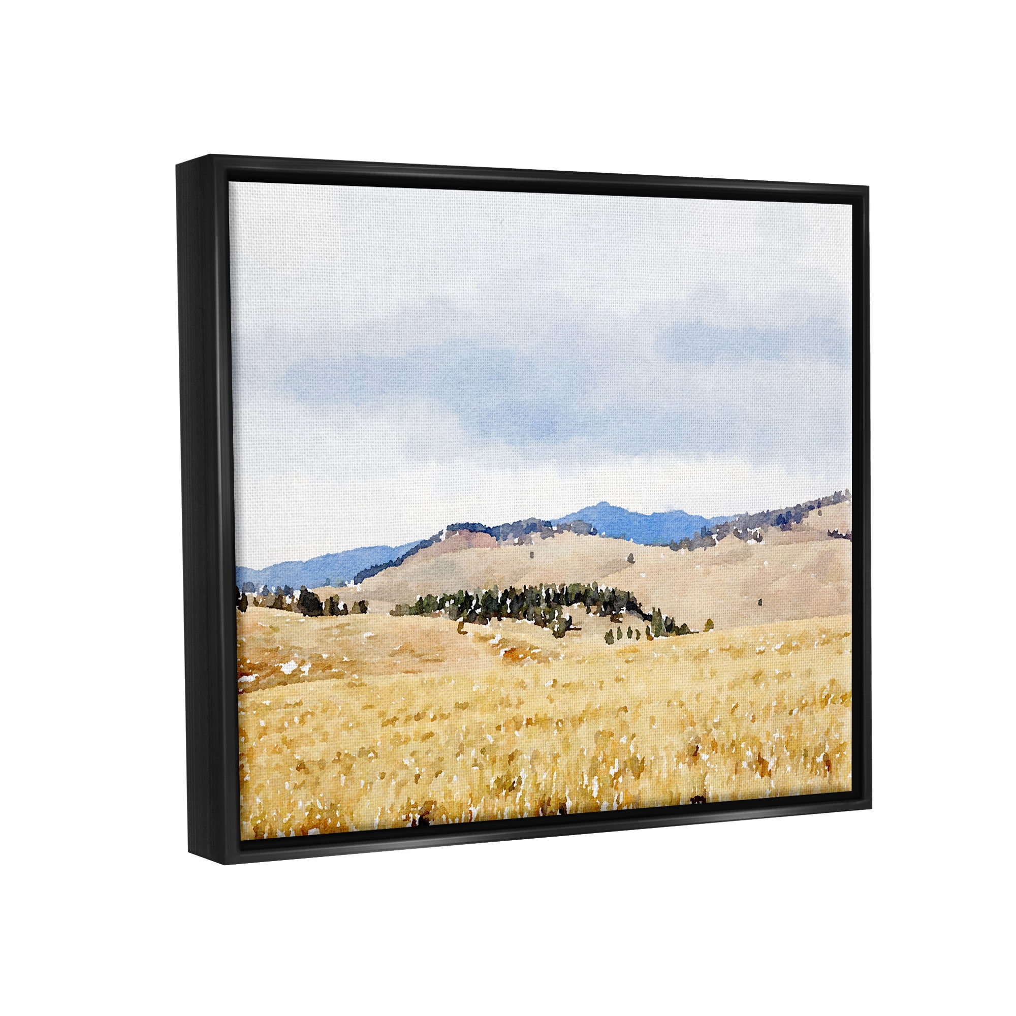 Stupell Grassy Plateau Vasty Countryside Landscape Painting Black Floater Framed Art Print Wall Art