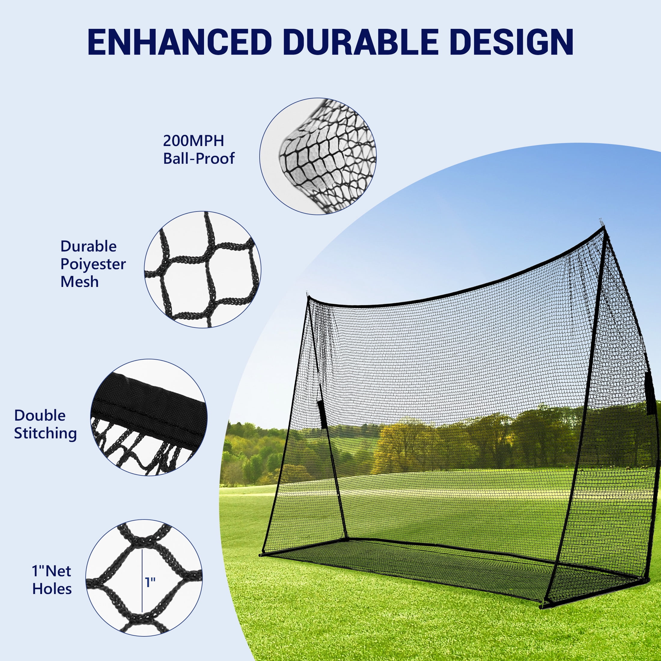 Edx Golf Practice Driving Range with Target, 10x7 ft & 7x7 ft for Indoor Outdoor Training, Black