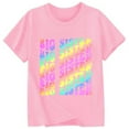 thumbnail image 3 of Toddler Girls T-Shirts Summer Gradient Letter Printed Round Neck Short Sleeve Multicolor Tee Children Girls Comfortable Style Loungewear T-Shirts，8 -9 Years, 3 of 3