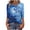 #0297-Blue, variant on Pounoo Womens 3/4 Sleeve Tops Crewneck Floral Print Relaxed Fit Breathable Blouse Tropical Flower Vacation Casual Spring Summer Everyday Outfits Gift