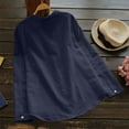 thumbnail image 3 of kayannuo Womens Tops Long Sleeve Shirts Fall Women Cotton linen Casual Solid Long Sleeve Shirt Blouse Button Down Tops Blue, 3 of 6