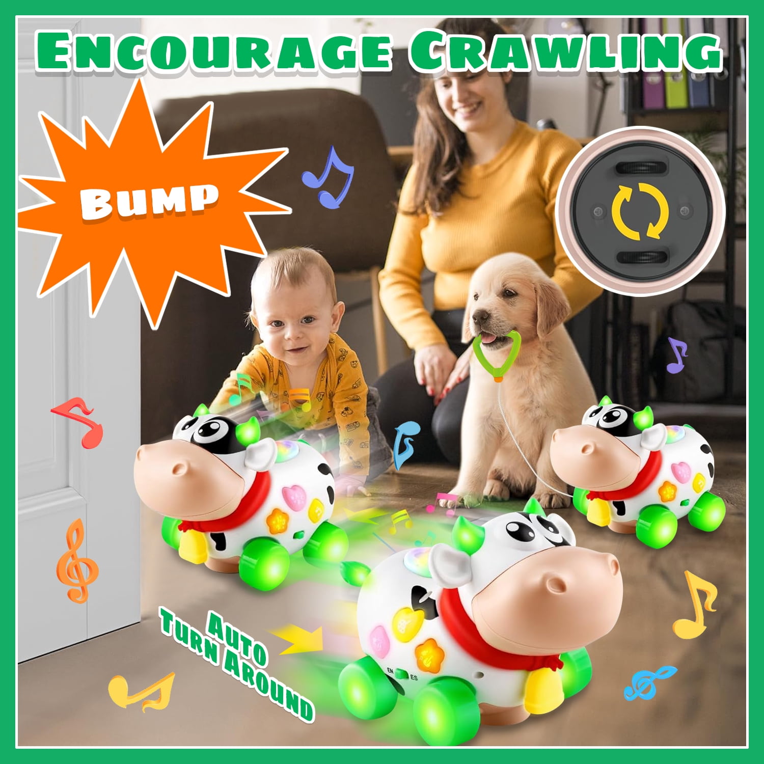 Baby Toys 6-12 Months, Baby Crawling Walking Learning Toy for 1 Year Old, Musical Light up Toy for Toddlers 1 2 3 Years Old Boys Girls