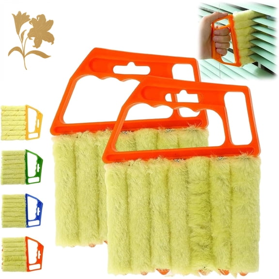 All-Purpose Washable Cleaning Brush, 7 Finger Detachable Dusting Cleaner Tool, Stuffdatas Blind Cleaner Duster Tool Kit, Washable Handheld Duster Tool, for Blinds, Ac Vents (Red * 2)