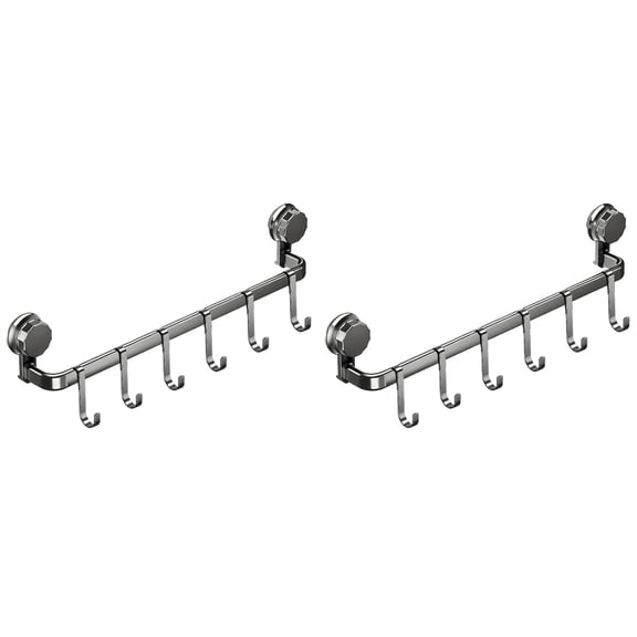 2PCS Wall Hooks Rack Kitchen Rail Space Saving Utensil Holder No Drilling Wall Mounted Hanger with 10 Hooks for Kitchen Bathroom Bedroom Home Decor