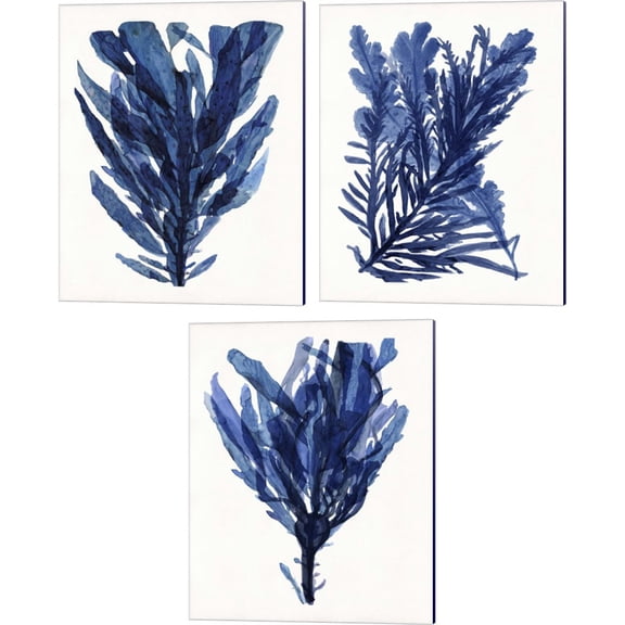 Great Art Now Indigo Ocean by Stellar Design Studio 3 Piece Canvas Art Set Each 12"W x 15"H