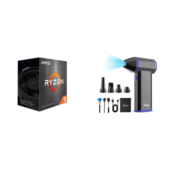 Ryzen 5 5500 3.6 GHz 6-Core AM4 Processor & Rosewill Electric Air Duster Bundle