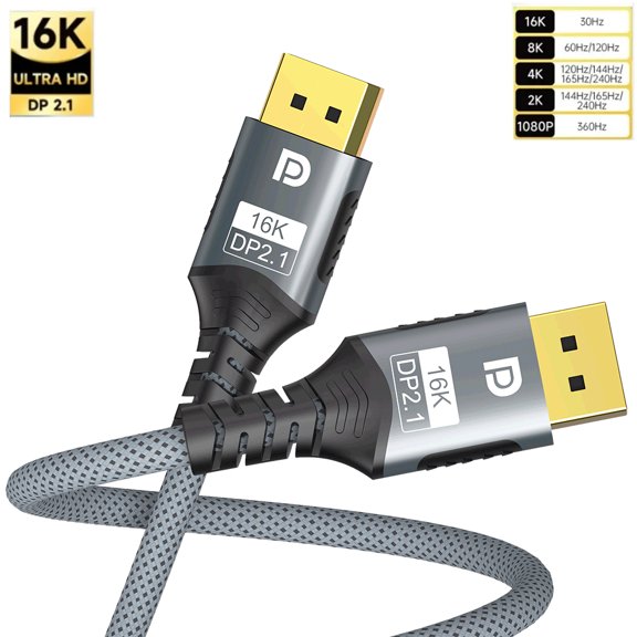 Displayport 2.1 16K DP Cable 8K@120Hz/60Hz 4K@240Hz 80Gbps HDR Video Audio Cable for Laptop Xbox Projector Gaming Monitor Video