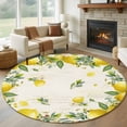 thumbnail image 2 of Round Area Rug 6ft,Vintage Watercolor Lemon Leaf Floral Washable Carpet Non-Slip Runner Accent Rugs Indoor Floor Mat for Bedroom Living Room Decor,Farmhouse Fruit Plant, 2 of 9