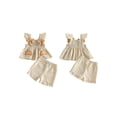 thumbnail image 2 of RUINIXCW Toddler Bbay Girl Thanksgiving Outfits Toddler Girls Summer Fall Clothes Pumpkin Ghost Bat Embroidery Plaid Gingham Fly Sleeve Shirt Tops Shorts Set, 2 of 9