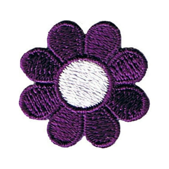 1" Daisy Purple Petals White Center Patch Flower Embroidered Iron On Applique